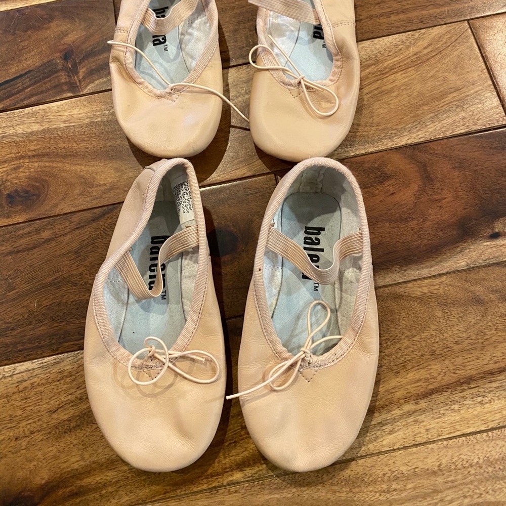 Two pairs size 13W youth girls Balera ballet shoes